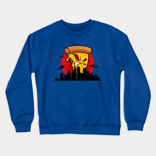 Evil pizza and city Crewneck Sweatshirt by My Happy-Design